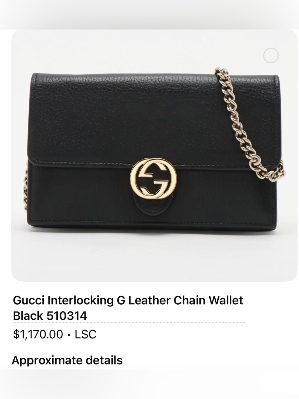 Gucci Black Leather Crossbody with Gold GG Emblem
